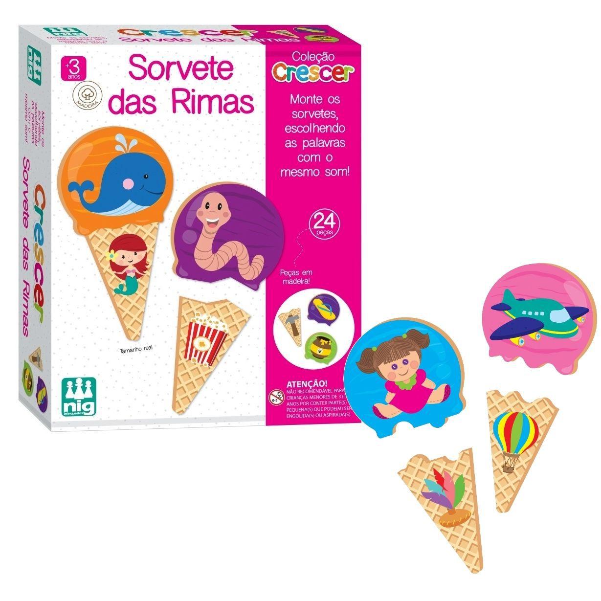 Jogo Educativo Sorvete Das Rimas Em Madeira Nig Brinquedos - Sacolão.com